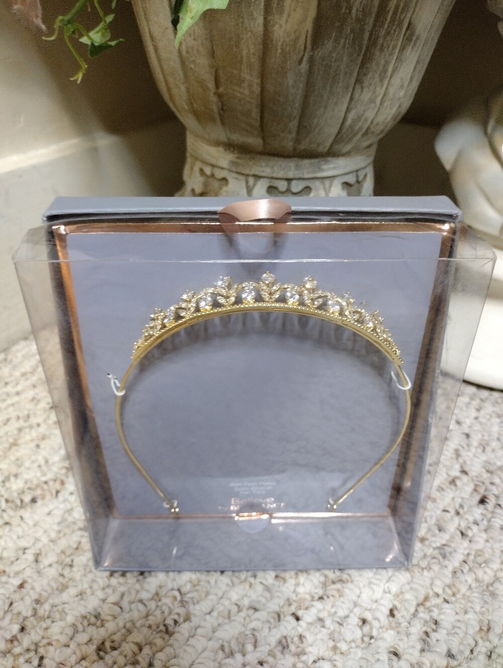 Believe By Brilliance Gold/Cubic Zirconia Wedding, Prom, Quinceanera Hair Tiara - Picture 6 of 9
